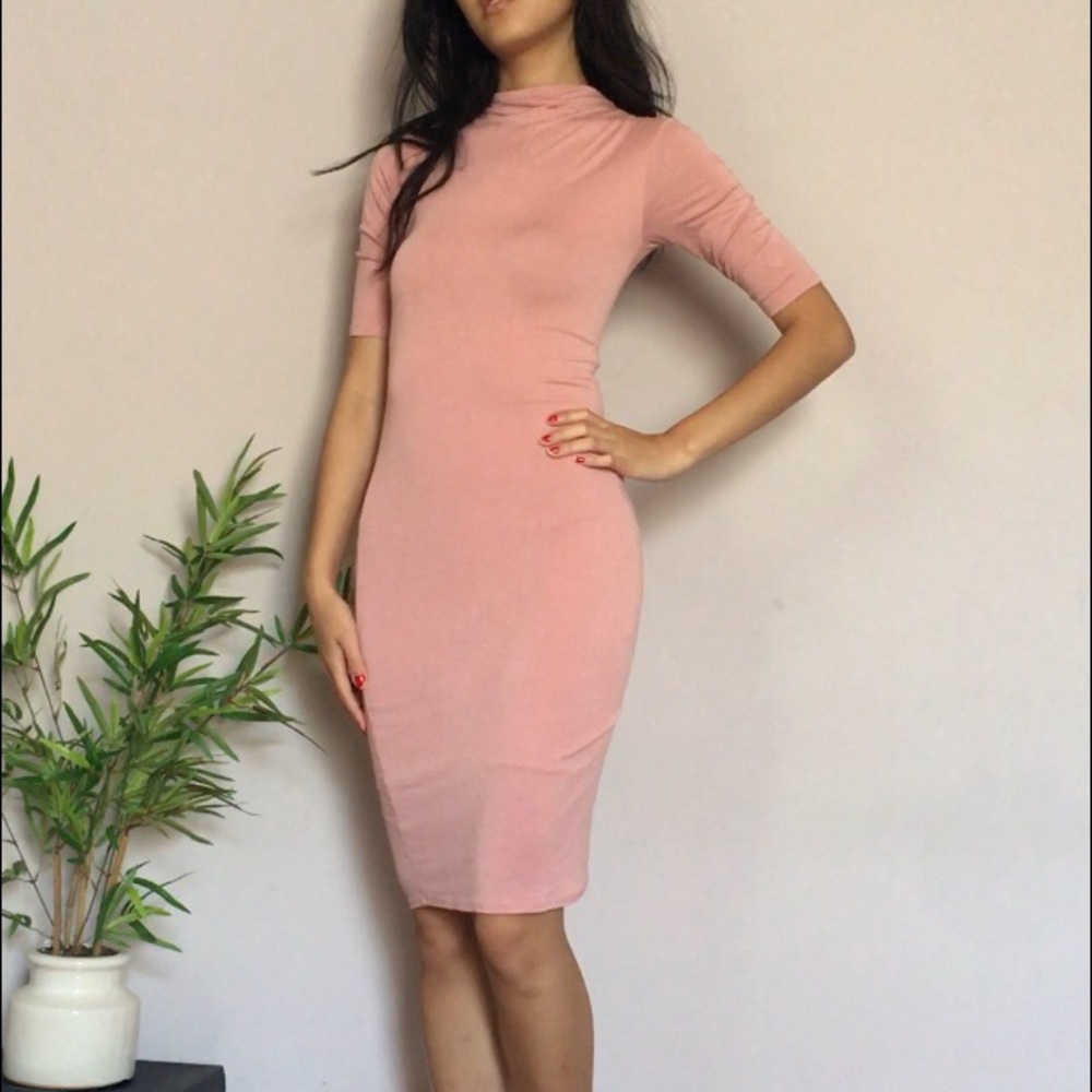 Pink Bodycon Midi Dress